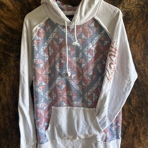 Hooey Women's Geometric Hoodie - White, Gray, Red